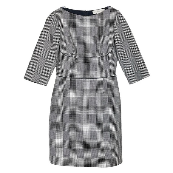 Stella McCartney Houndstooth Plaid Boat Neck Wool Blend Dress Black 40 US 4/6 - Picture 9 of 9